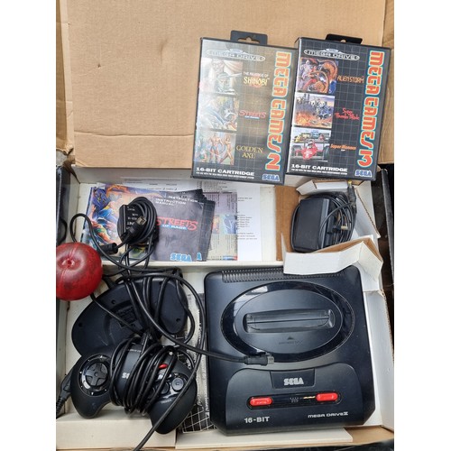 968 - A Sega Mega Drive II 16-BIT cartridge console along with two controllers, two cartridge games, instr... 