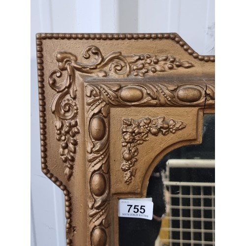 755 - Star Lot : A magnificent large Georgian Circa 1820s over mantle mirror with beautiful floral molding... 