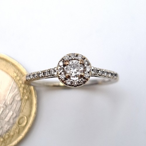 4 - Star Lot : A beautiful sparkling example of a 9 carat white gold multiple Diamond stone ring, set wi... 