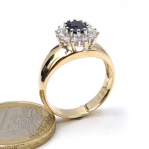 8 - Star Lot : A show stopping vintage heavy gauge Diamond and Sapphire 14 carat gold ring, set with a w... 