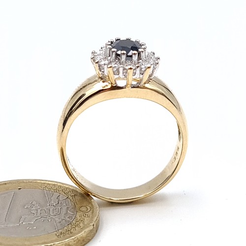 8 - Star Lot : A show stopping vintage heavy gauge Diamond and Sapphire 14 carat gold ring, set with a w... 