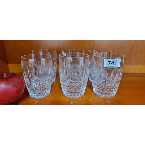 741 - A fabulous set of six large Waterford Crystal whiskey glasses in the Colleen pattern. All in good co... 