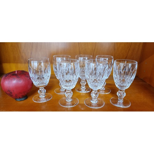 743 - A gorgeous set of seven Waterford Crystal stemmed drinking glasses in the Colleen pattern. All in gr... 