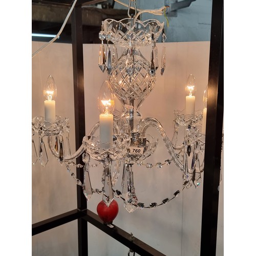 759 - Star Lot: A gorgeous Waterford Crystal chandelier with five branches, droplets and garlands. Fully  ... 