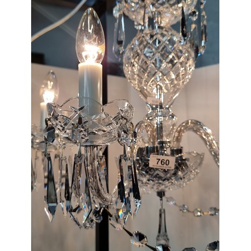 760 - Star Lot: A gorgeous Waterford Crystal chandelier with five branches, droplets and garlands. Fully a... 