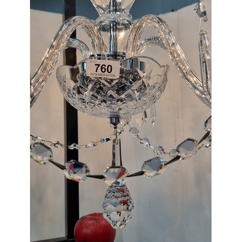 760 - Star Lot: A gorgeous Waterford Crystal chandelier with five branches, droplets and garlands. Fully a... 