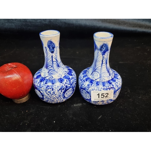 152 - A pair of neatly sized vintage Chinese vases in white and blue. In very good condition.