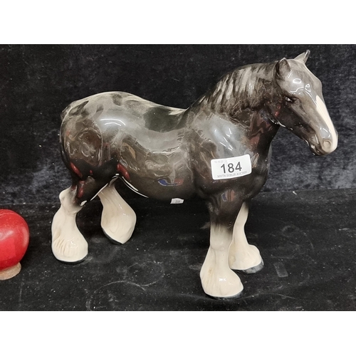 184 - A wonderful large Melba Ware figure of a black shire horse. In very good condition.