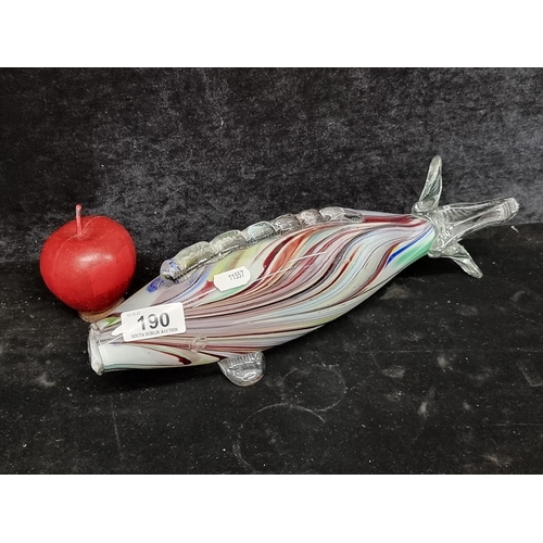 190 - A beautiful large hand blown Murano style figure of a fish. In VGC.