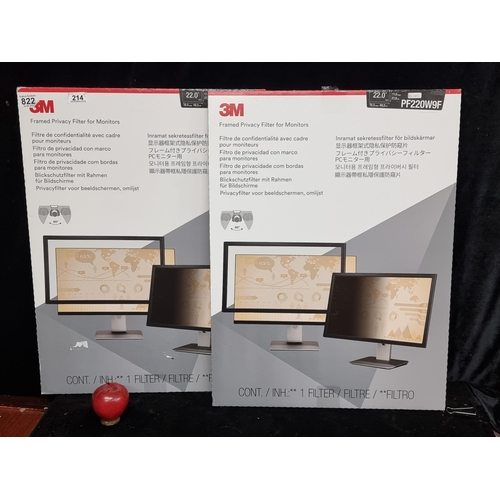 214 - Two brand new boxed 3M framed privacy filter for monitors. H27.8cm x W49.5cm. PF220W9F €80 each on A... 