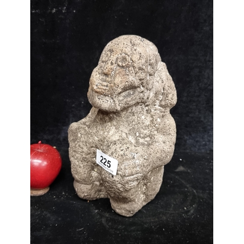 225 - Star Lot : A very very early possibly Middle Ages, heavy granite figural sculpture in a primitive st... 