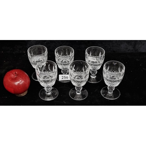 250 - A set of six large vintage Waterford Crystal stemmed glasses in the Colleen pattern. All in good con... 