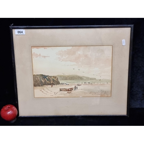 64 - A vintage original watercolour on paper painting dating to 1947. Features a sweeping coastal landsca... 