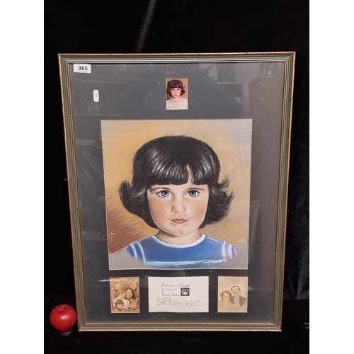 65 - An original Norman Teeling (b.1944) pastel on paper portrait of a young blue eyed girl. Includes ori... 