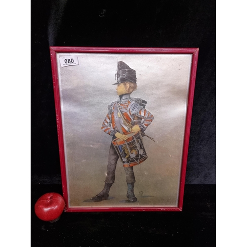 80 - A vintage print on foil paper titled 'The Waterloo Drummer' originally by Anne Grahame Johnson, illu... 