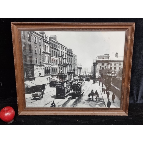 92 - A large vintage photographic print of Grafton Street, Dublin with it's horse drawn trams. A great sn... 