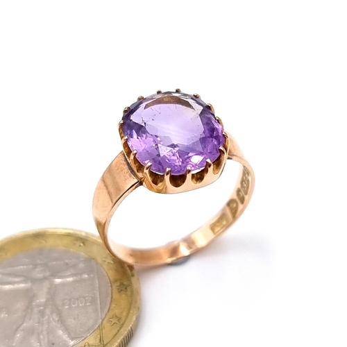 904 - Star lot : A very pretty and substantial  9 carat gold antique Amethyst stone ring. Beautiful colour... 