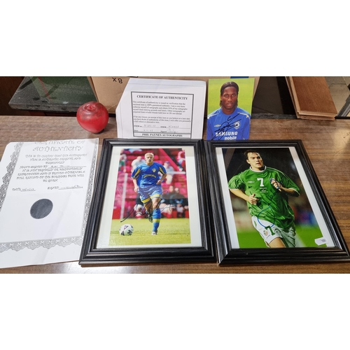 944 - Three authentic footballing autographs of Didier Drogba, Jason McAteer and Alan Smith.