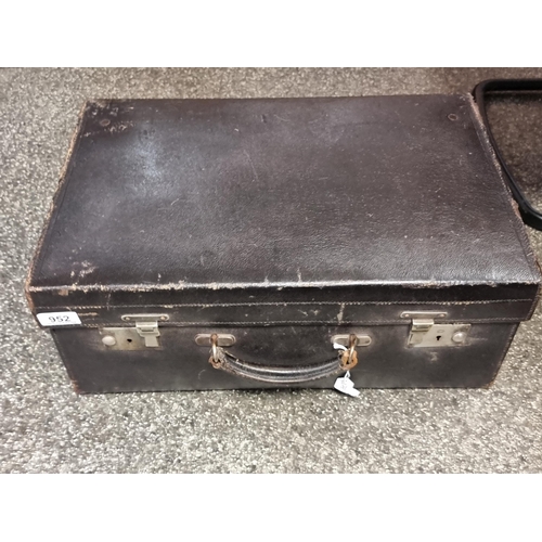 952 - Star Lot: A fabulous antique travel vanity case comprising of sterling silver topped items including... 