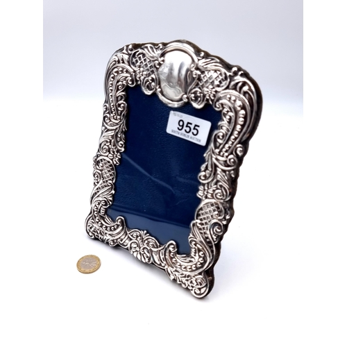 955 - A gorgeous large Sheffield sterling silver photo frame with a lavish foliate design and an easel sta... 