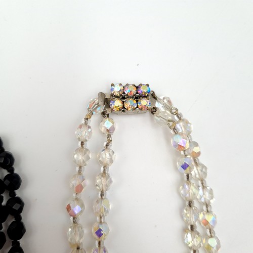 27 - A collection of two vintage high quality necklaces, including a beautiful Aurora Borealis two strand... 