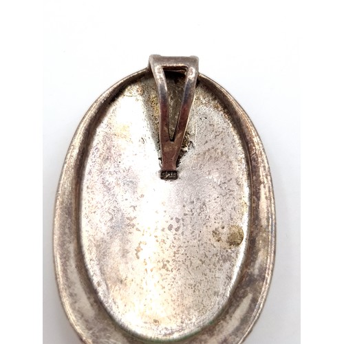 41 - A collection of four silver items, consisting of a lovely Albalone and Mother of Pearl pendant, a ch... 