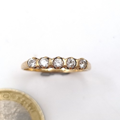 49 - A lovely vintage five stone gem stone half eternity 9 carat gold ring. Ring size: M. Weight: 1.35 gr... 