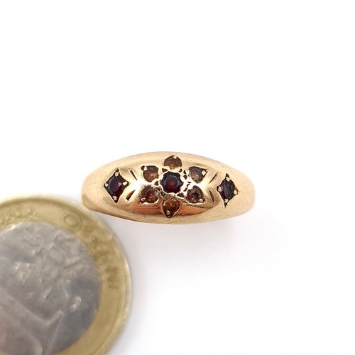 50 - An unusual 19th century  Onyx Bohemia style ring, set in 9 carat gold. Ring size: K. Weight: 2.2 gra... 