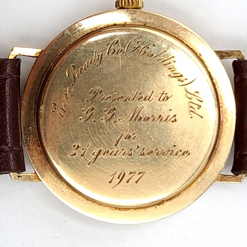 919 - Star Lot : A super 9ct Gold Garrard gentleman's vintage wrist watch, set with baton dial and sweep s... 