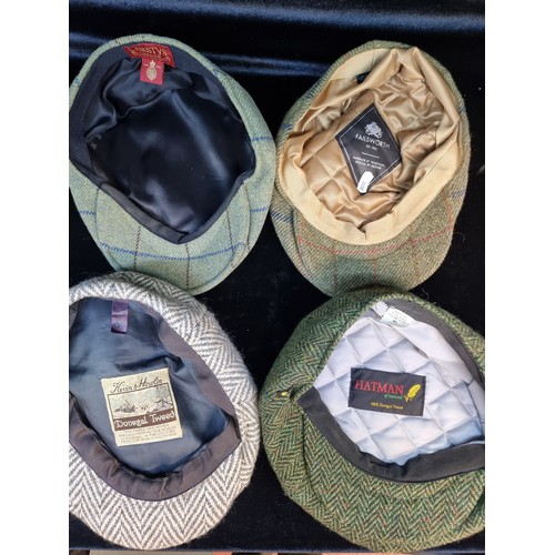 151 - Four as new stylish wool and tweed flat caps from Christys' London, Kevin & Howlin, Failsworth and H... 