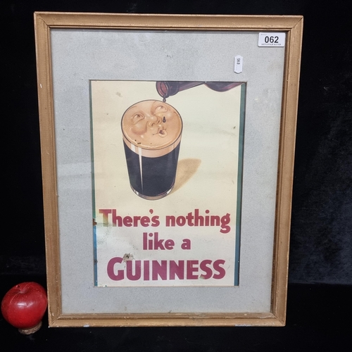 62 - A retro print advertising Guinness, dating to the 1990s. Housed in a vintage frame.