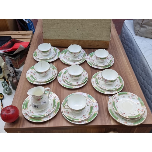 689 - Twenty-nine pieces of Allerton's English Bone China in Barklay pattern including saucers, side plate... 