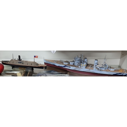 896 - Two model military ships including a Russian Varyag warship and a USS West Virginia example.