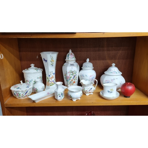 943 - Eleven pieces of Aynsley Fine Bone China in the Pembroke, Cottage garden and Little sweetheart serie... 