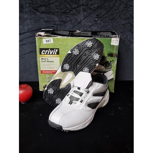 A pair of brand new Crivit men's golf shoes with studs to sole