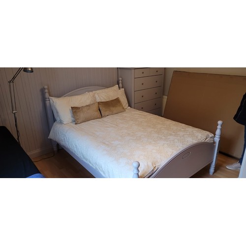 763 - Star lot : A bedroom set comprising of a double bed frame with head and footboard and panels, a dres... 