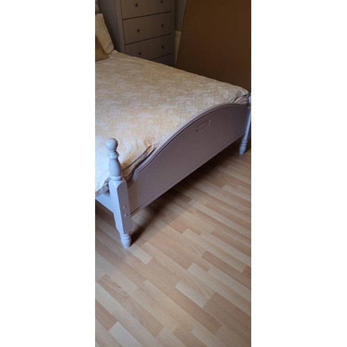 763 - Star lot : A bedroom set comprising of a double bed frame with head and footboard and panels, a dres... 