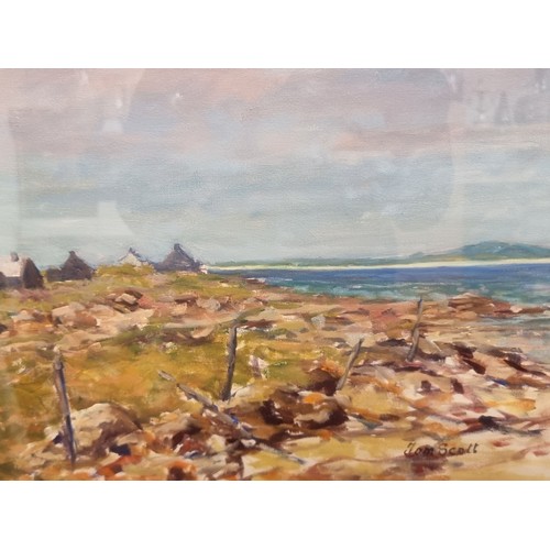 85 - Star Lot: A large original Tom Scott (Irish contemporary) oil on canvas board painting titled 'Innis... 