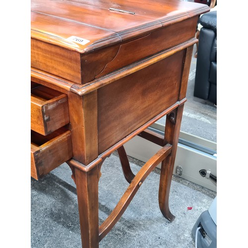 769 - A very elegant late 20th century bow front bureau with the top opening to reveal desk pull-out desk ... 