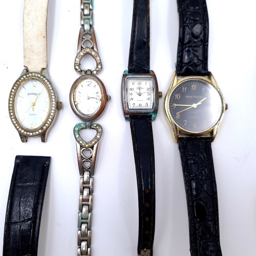 433 - A collection of twelve assorted wrist watches. Together with an 18 carat gold childs bracelet.