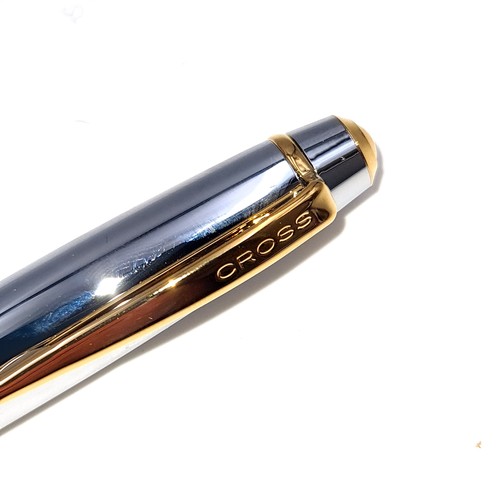 438 - A fine example of an as new brushed chrome Executive Cross ball point pen, encased in original gift ... 