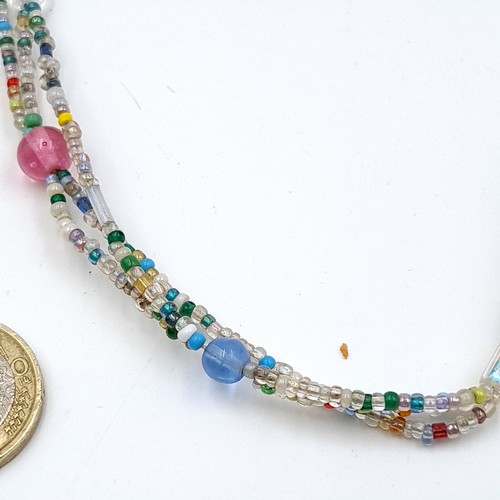 447 - Two attractive beaded necklaces, each of mixed colour and featuring lobster clasps. Length: 60cm and... 