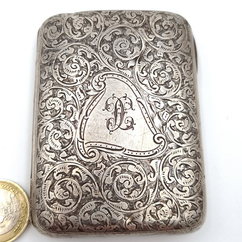 450 - A super sterling silver antique cigarette case, featuring a high relief Repousse motif. Hallmarked B... 