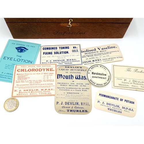 451 - A large collection of very interesting vintage/antique  Irish  pharmacy labels, showcasing some well... 