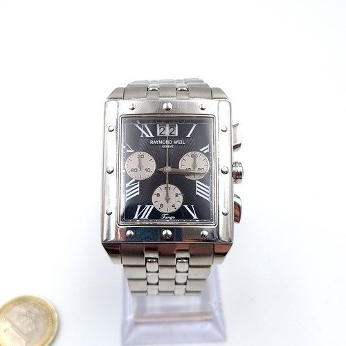 457 - Star Lot : A striking Raymond Weil of Geneve, Switzerland chronograph wrist watch, set with the Tang... 