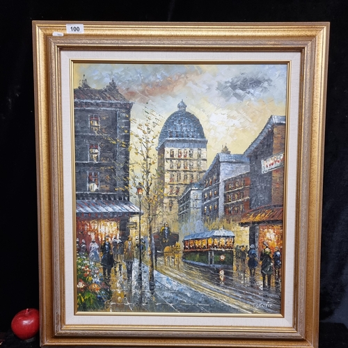 100 - Star Lot: A fabulously large original oil on canvas painting of a Parisian street scene after works ... 