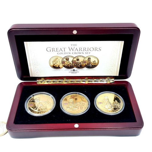 20 - A collection of 3 medallions entitled 'The Great Warriors Golden Crown Set' issued by the London Min... 