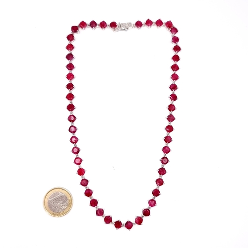 924 - A Pretty Ruby Stone Necklace set with Sterling Silver clasp, length 42cm New From the Gem Company RR... 