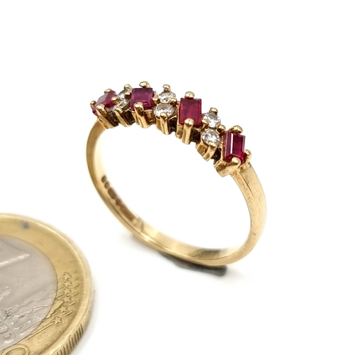 947 - Star Lot : A gorgeous 9ct Gold Ring set with diamonds and rubies. Weight 1.80g. Size N. With present... 