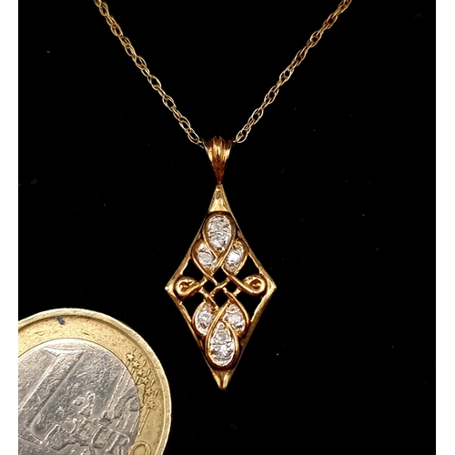 950 - Star Lot : A fabulous antique  9ct Gold Necklace with a beautiful lozenge shaped pendant set with 8 ... 